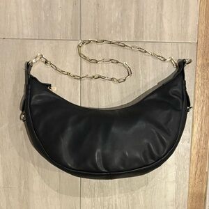 NWOT Jules Kae Black Leather gold Chain hobo Shoulder Bag
